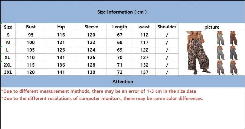 Women's Pants Cross Border Leopard Pattern Pocket Loose Casual Strap Jumpsuit