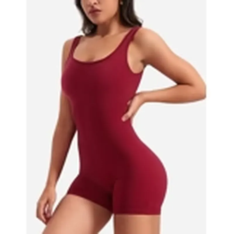 Women's Sleeveless Jumpsuit Romper - Tummy Control & V-Back Scrunch Butt Design | Bodycon Yoga Workout Shorts for Fitness, Casual, and Summer Wear